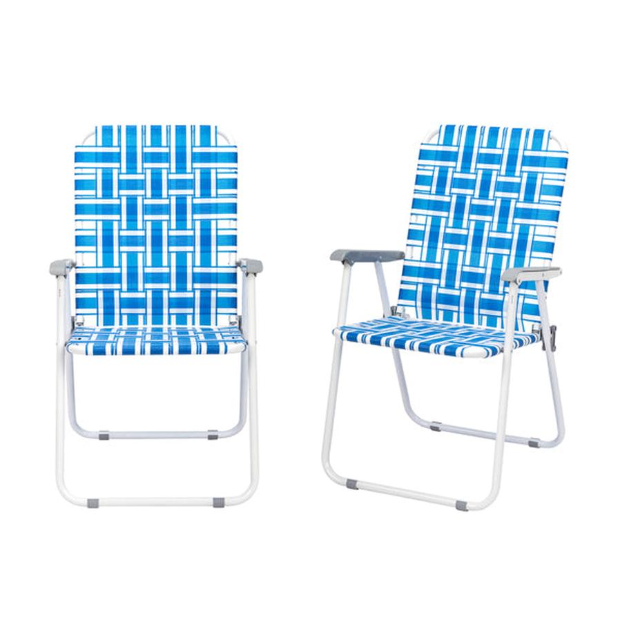 HKM-795475 Blue and White Striped Outdoor Beach Chairs - Set of 2