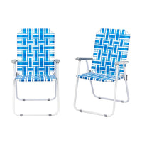 HKM-795475 Blue and White Striped Outdoor Beach Chairs - Set of 2