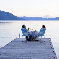 HKM-795475 Blue and White Striped Outdoor Beach Chairs - Set of 2