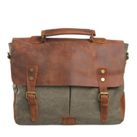 HKM-512147 Stylish Retro Canvas and Cowhide Messenger Bag for Business and Daily Use