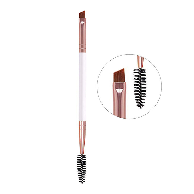 HKM-592147 Angled Eyebrow Powder Brush with Wooden Handle - Portable Pig Bristle Tool