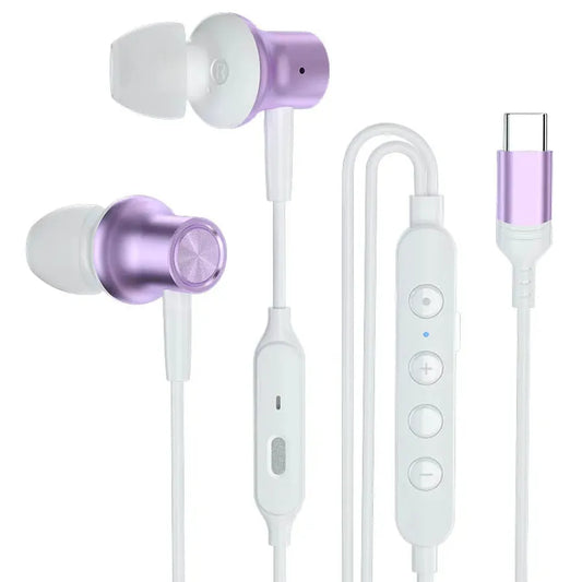 KTX-066387 Wired Type-C Earphones with Microphone and Volume Control for Live Broadcast and Gaming