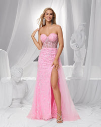 HKM-450195 Elegant Pink Evening Gown for Women - EZ25150 Design