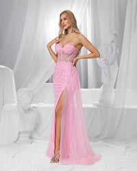 HKM-450195 Elegant Pink Evening Gown for Women - EZ25150 Design