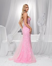 HKM-450195 Elegant Pink Evening Gown for Women - EZ25150 Design