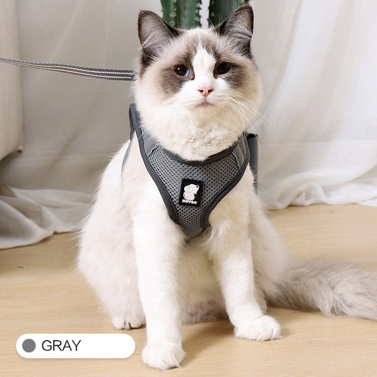 HKM-301331 Comfortable Anti-Strike Traction Harness for Cats - Perfect for Outdoor Walks in Various Colors