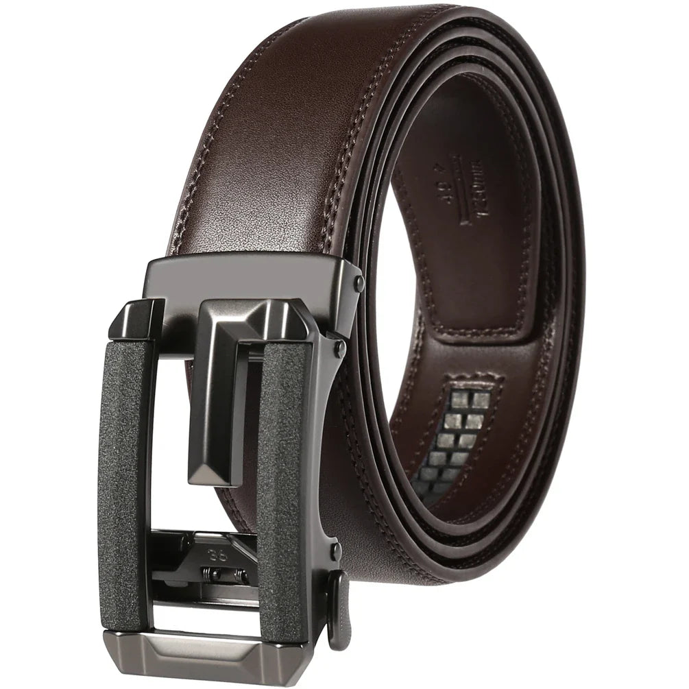 HKM-005267 Stylish Hollow Design Men's Automatic Buckle Leather Belt - Model LY36-74-1