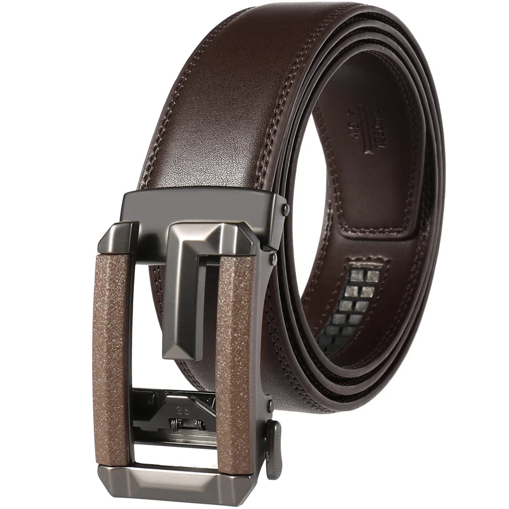 HKM-005267 Stylish Hollow Design Men's Automatic Buckle Leather Belt - Model LY36-74-1