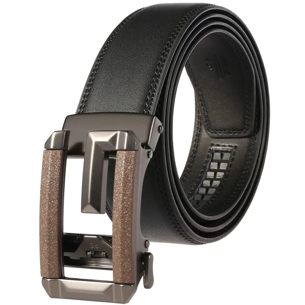 HKM-005267 Stylish Hollow Design Men's Automatic Buckle Leather Belt - Model LY36-74-1