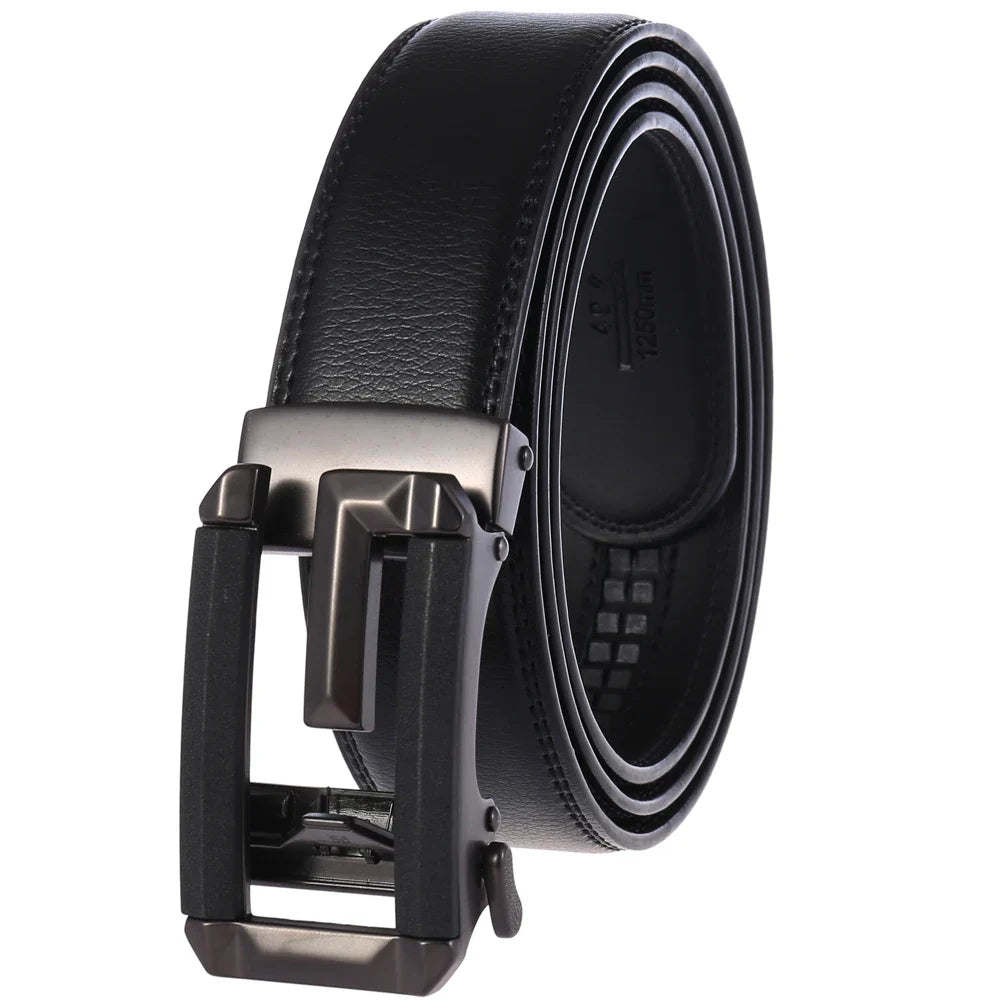 HKM-005267 Stylish Hollow Design Men's Automatic Buckle Leather Belt - Model LY36-74-1