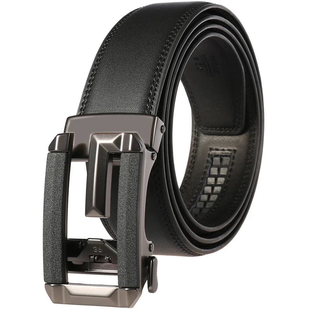 HKM-005267 Stylish Hollow Design Men's Automatic Buckle Leather Belt - Model LY36-74-1