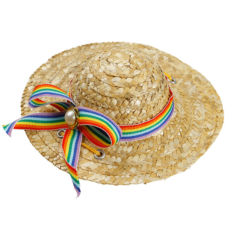 JMT-406602 Stylish Straw Shade Hat for Pets - Ideal for Cats and Dogs