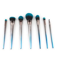 HKM-672339 Gradient Blue and Black Diamond Makeup Brush Set - 7 Piece Collection