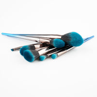 HKM-672339 Gradient Blue and Black Diamond Makeup Brush Set - 7 Piece Collection