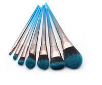 HKM-672339 Gradient Blue and Black Diamond Makeup Brush Set - 7 Piece Collection
