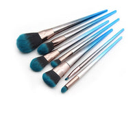 HKM-672339 Gradient Blue and Black Diamond Makeup Brush Set - 7 Piece Collection