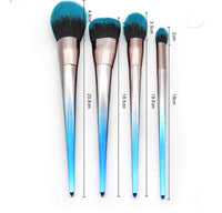 HKM-672339 Gradient Blue and Black Diamond Makeup Brush Set - 7 Piece Collection