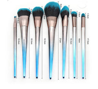 HKM-672339 Gradient Blue and Black Diamond Makeup Brush Set - 7 Piece Collection