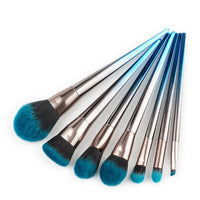 HKM-672339 Gradient Blue and Black Diamond Makeup Brush Set - 7 Piece Collection