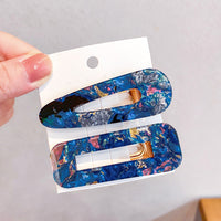 HKM-556435 Geometric Pattern Acrylic Side Clip Hairpin for Women - Multiple Color Options Available