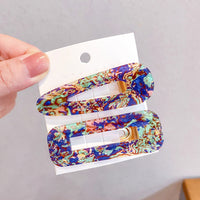 HKM-556435 Geometric Pattern Acrylic Side Clip Hairpin for Women - Multiple Color Options Available