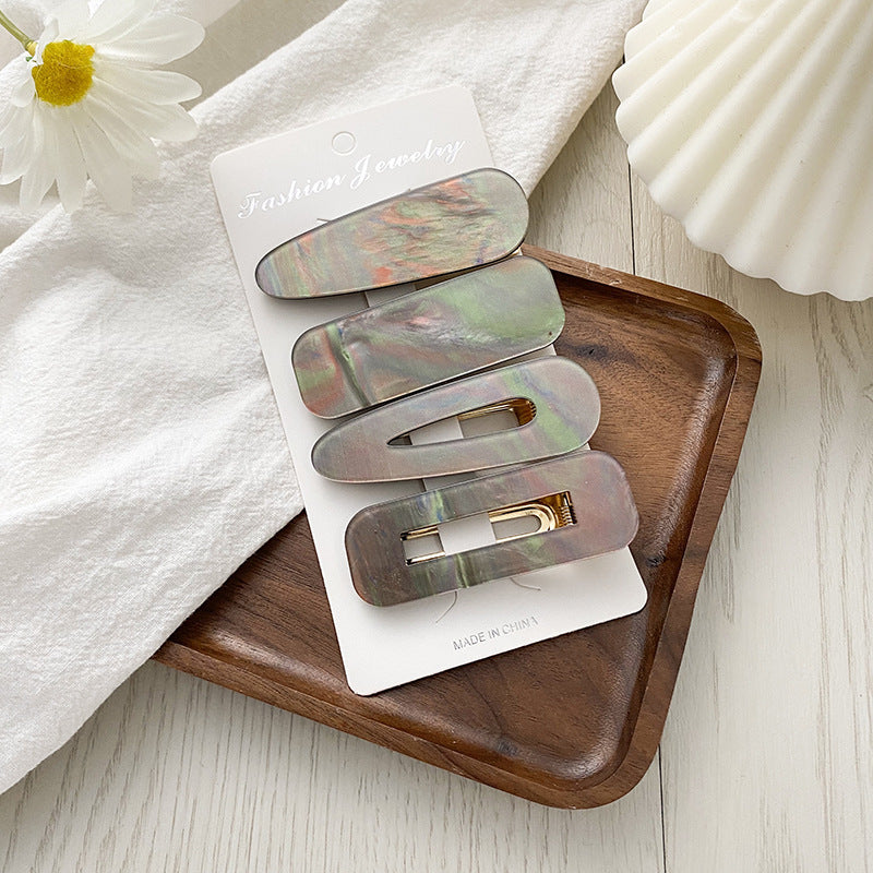 HKM-556435 Geometric Pattern Acrylic Side Clip Hairpin for Women - Multiple Color Options Available