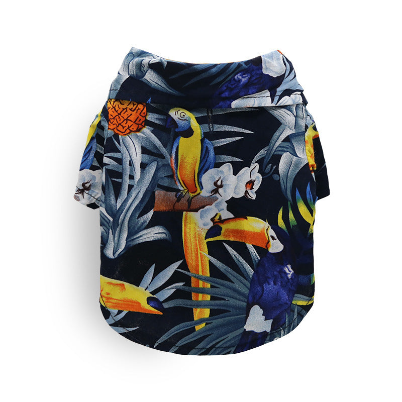 HKM-555923 Hawaiian-Style Polyester Pet Shirt for Cats and Dogs, Comfortable Summer Apparel