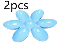 HKM-144531 Flower-Shaped Multi-Rice Bowl Set - Plastic Shallow Dish for Dining & Tea Serving, Available in Blue, Green, Pink