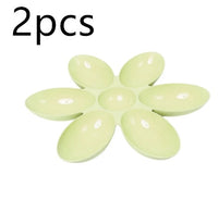 HKM-144531 Flower-Shaped Multi-Rice Bowl Set - Plastic Shallow Dish for Dining & Tea Serving, Available in Blue, Green, Pink