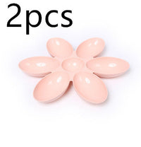HKM-144531 Flower-Shaped Multi-Rice Bowl Set - Plastic Shallow Dish for Dining & Tea Serving, Available in Blue, Green, Pink