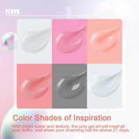 HKM-877267 6 PCS Poly Gel Nail Kit with UV LED Lamp, Nail Forms, Brush, Base & Top Coat, Builder Gel Tools