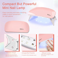 HKM-877267 6 PCS Poly Gel Nail Kit with UV LED Lamp, Nail Forms, Brush, Base & Top Coat, Builder Gel Tools