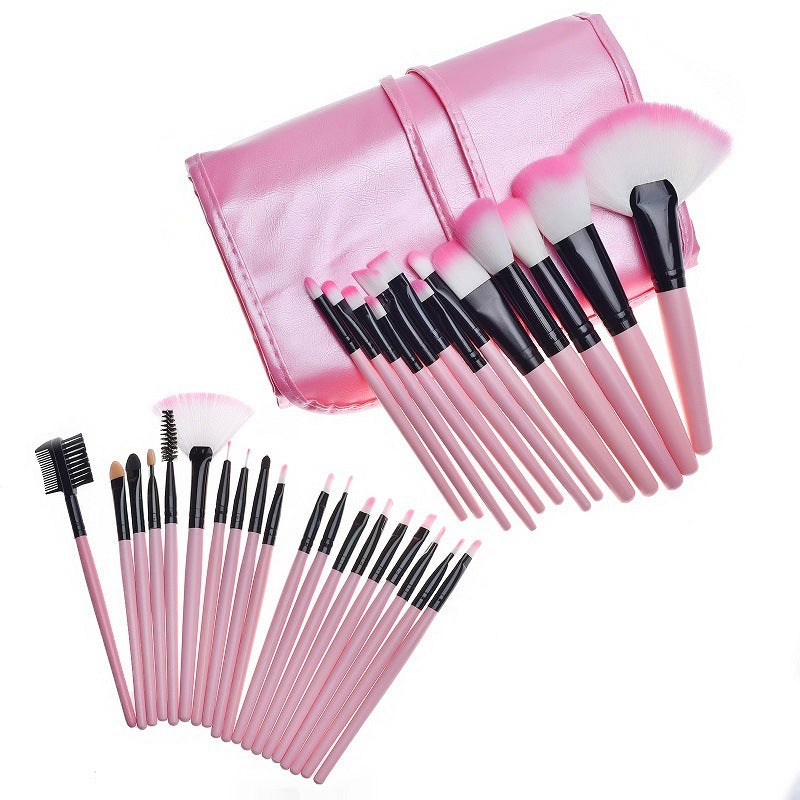 HKM-491539 Professional Makeup Brush Bag with Wooden Handle and Rayon Brushes