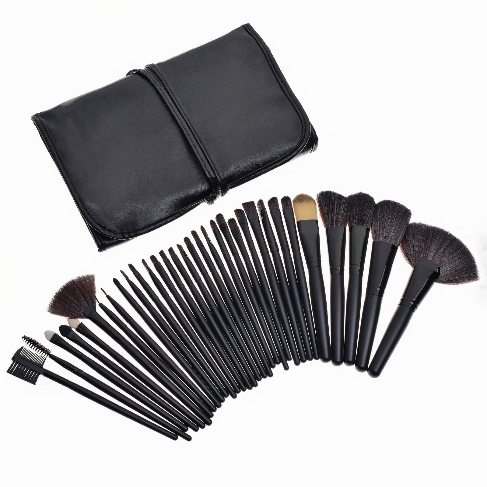 HKM-491539 Professional Makeup Brush Bag with Wooden Handle and Rayon Brushes