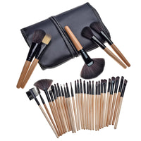 HKM-491539 Professional Makeup Brush Bag with Wooden Handle and Rayon Brushes