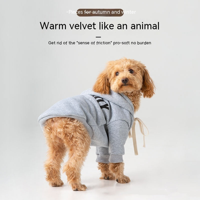 HKM-358163 Fleece-Lined Casual Dog Hoodie for Cozy Warmth - Black & Gray Options