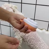 HKM-474259 Silicone Dog Bath Brush with Shampoo Dispenser and Massage Function for Effective Pet Grooming