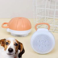 HKM-474259 Silicone Dog Bath Brush with Shampoo Dispenser and Massage Function for Effective Pet Grooming
