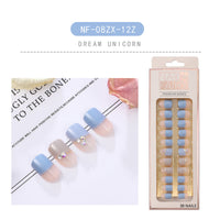 HKM-202643 Waterproof DIY Glitter Fake Nail Patch Set - 30 Pieces with Nail Sequins