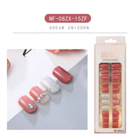 HKM-202643 Waterproof DIY Glitter Fake Nail Patch Set - 30 Pieces with Nail Sequins