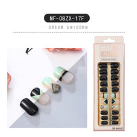 HKM-202643 Waterproof DIY Glitter Fake Nail Patch Set - 30 Pieces with Nail Sequins