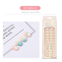 HKM-202643 Waterproof DIY Glitter Fake Nail Patch Set - 30 Pieces with Nail Sequins
