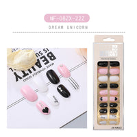 HKM-202643 Waterproof DIY Glitter Fake Nail Patch Set - 30 Pieces with Nail Sequins