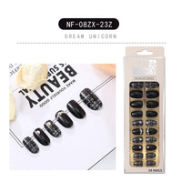 HKM-202643 Waterproof DIY Glitter Fake Nail Patch Set - 30 Pieces with Nail Sequins