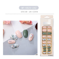 HKM-202643 Waterproof DIY Glitter Fake Nail Patch Set - 30 Pieces with Nail Sequins
