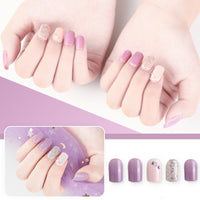 HKM-202643 Waterproof DIY Glitter Fake Nail Patch Set - 30 Pieces with Nail Sequins