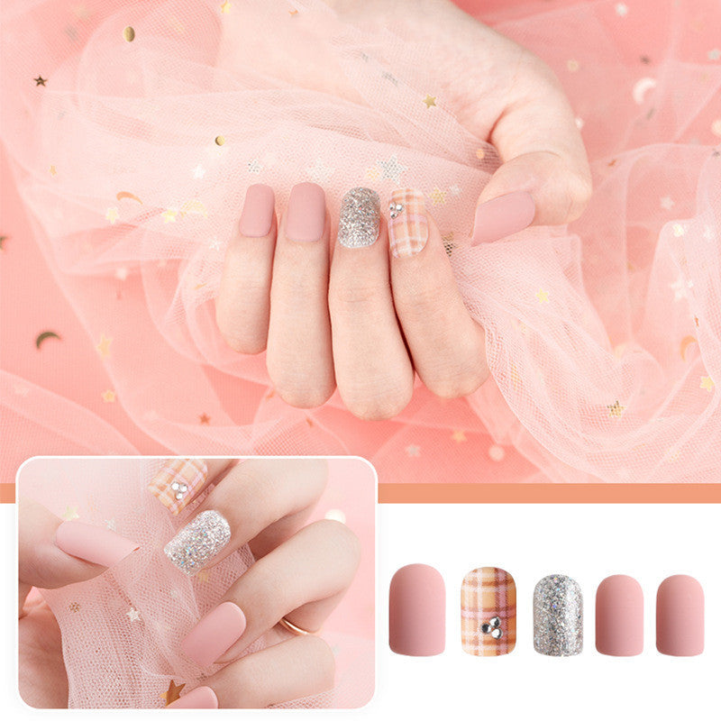 HKM-202643 Waterproof DIY Glitter Fake Nail Patch Set - 30 Pieces with Nail Sequins