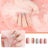 HKM-202643 Waterproof DIY Glitter Fake Nail Patch Set - 30 Pieces with Nail Sequins