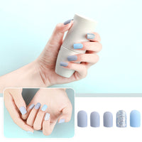 HKM-202643 Waterproof DIY Glitter Fake Nail Patch Set - 30 Pieces with Nail Sequins