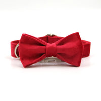 HKM-477523 Red Velvet Pet Collar and Leash Set with Gold Buckle and Bowknot for Christmas